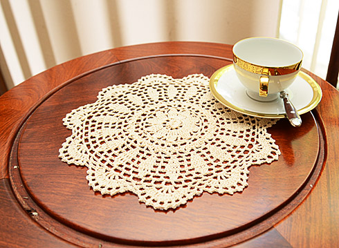 Crochet Round Doilies. 10" Round. Wheat Color. (6 pieces pack)